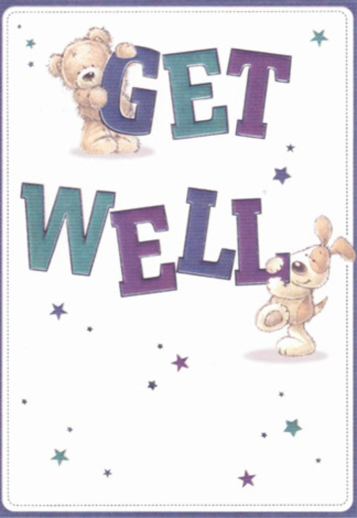 With a touch of whimsy and a heart full of care, this get well card reflects the gentleness of Barnes' leafy streets and riverside calm. The artwork features a smiling bear, plush and softly shaded, perched atop the confident strokes of 'GET,' while a lovable puppy, all expressive browns and floppy ears, leans in against the 'WELL,' radiating affection. Stars, painted in shades of amethyst, azure, and teal, swirl playfully through the scene, their energy reminiscent of petals scattered in the breeze at Barnes Common. The statement typography, bold and shaded with gradients echoing vibrant summer hydrangeas, anchors the composition in joyful reassurance. Every brushstroke feels intentional, textured-mirroring the tactile sensation of a hand-tied bouquet prepared in a local Barnes shop with care for each occasion, from Elm Grove to the riverbanks. The feeling is one of gentle reassurance and innocent optimism, as soothing and sincere as a thoughtful bouquet sent with wishes for a swift recovery.