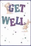 Overflowing with warmth and optimism, this illustrated get well card brings a ray of joy to any recipient in Barnes. Two delightful friends-a soft, chocolate-brown bear perched atop the lively 'GET,' and a jubilant, floppy-eared puppy nestled near the bold 'WELL'-seem to leap from the page, spreading comfort with every glance. Their fur is rendered with a plushness that mirrors the gentle touch of velvet petals, and their joyful expressions embody the caring nature of Barnes' community. The bold lettering in vibrant teal and violet hues stands out against the clean white background, reminiscent of the bright bouquets prepared for same-day delivery near Barnes Pond. Playful star motifs in blue and purple dance across the card, like wildflowers seen during a stroll along the Thames Path. Each detail, crafted with intention and heart, reminds one of the thought and artistry that Flower Delivery Barnes brings to every bouquet, making this card a perfect companion to a local floral gift or cheerful delivery to lift someone's spirits.